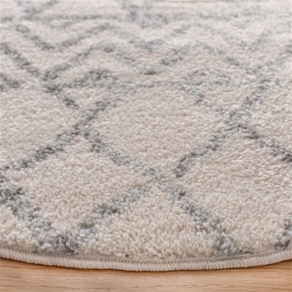 Safavieh Tulum Colfax 3-ft x 3-ft Ivory/Grey Round Indoor Abstract Bohemian/Eclectic Throw Rug