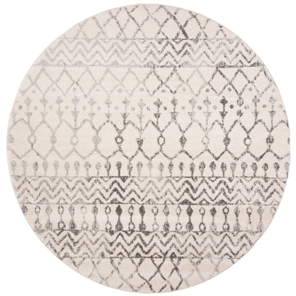 Safavieh Tulum Colfax 3-ft x 3-ft Ivory/Grey Round Indoor Abstract Bohemian/Eclectic Throw Rug