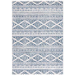 Safavieh Tulum Cibola 4-ft x 6-ft Ivory/Navy Rectangular Indoor Abstract Bohemian/Eclectic Area Rug