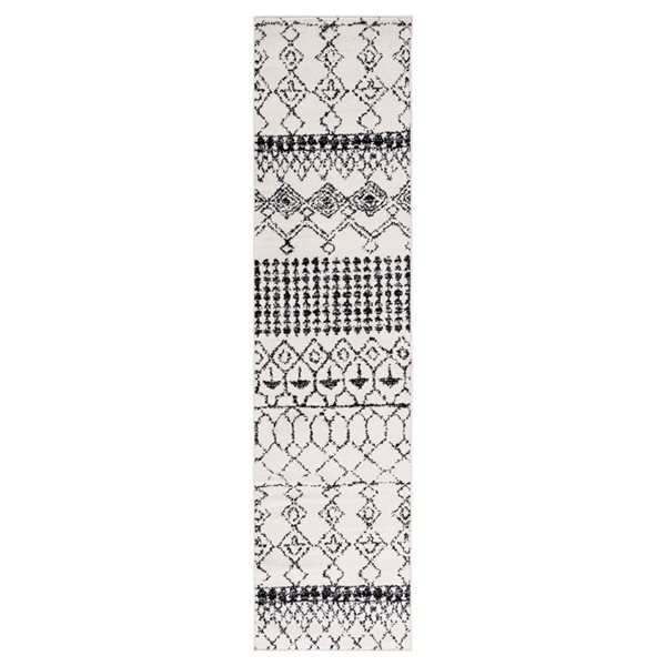 Safavieh Tulum Artesia 2-ft x 5-ft Ivory/Black Rectangular Indoor Abstract Bohemian/Eclectic Runner