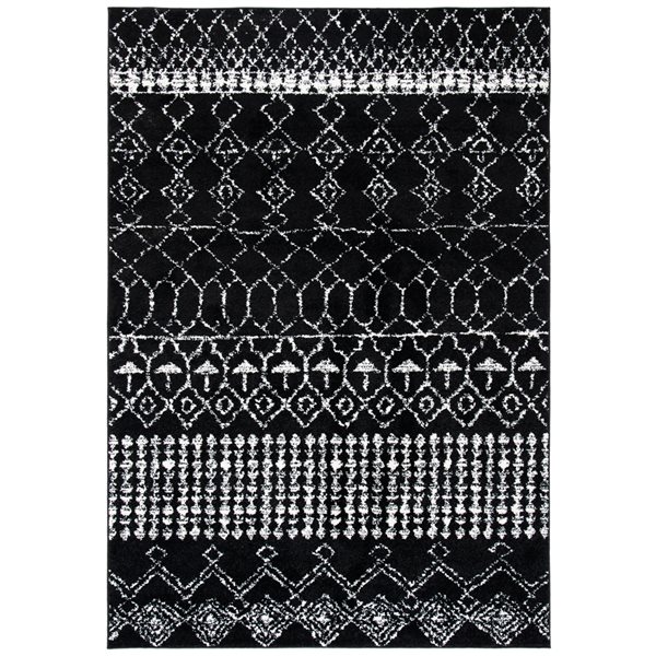 Safavieh Tulum Artesia 5-ft x 8-ft Black/Ivory Rectangular Indoor Abstract Bohemian/Eclectic Area Rug