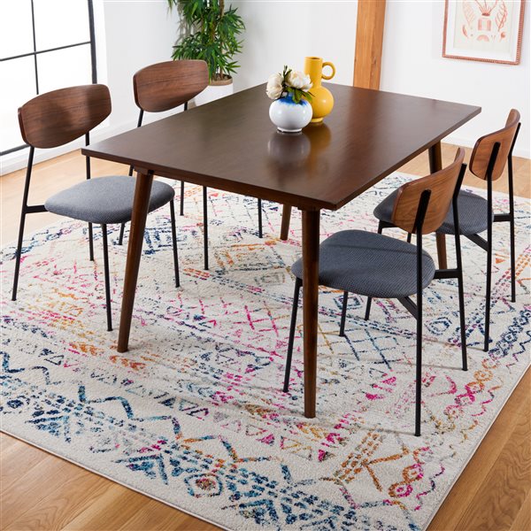 Safavieh Tulum Grady 10-ft x 13-ft Ivory/Fuchsia Rectangular Indoor Distressed/Overdyed Bohemian/Eclectic Area Rug