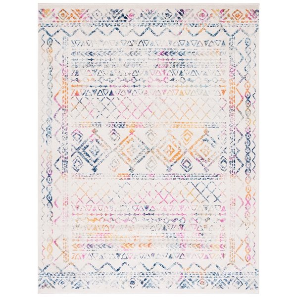Safavieh Tulum Grady 10-ft x 13-ft Ivory/Fuchsia Rectangular Indoor Distressed/Overdyed Bohemian/Eclectic Area Rug