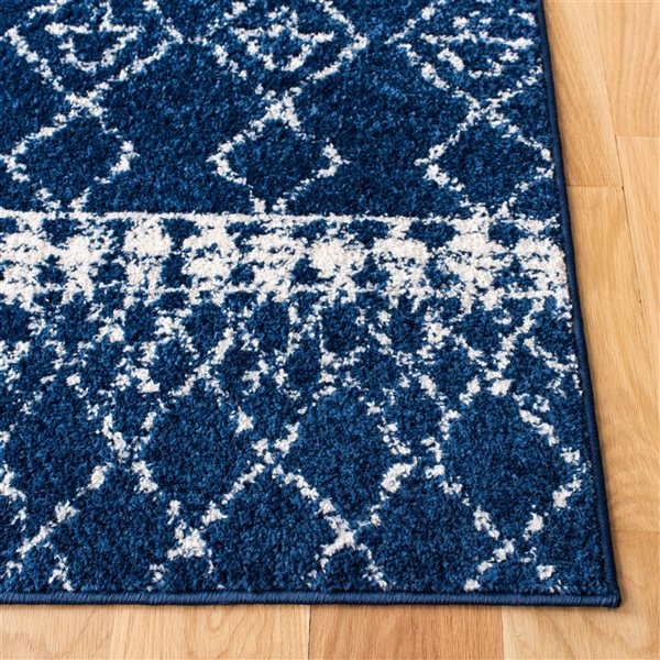 Carpette d'intérieur rectangulaire et abstraite Tulum Artesia par Safavieh de 3 pi x 5 pi de style bohème, bleu marine et i…