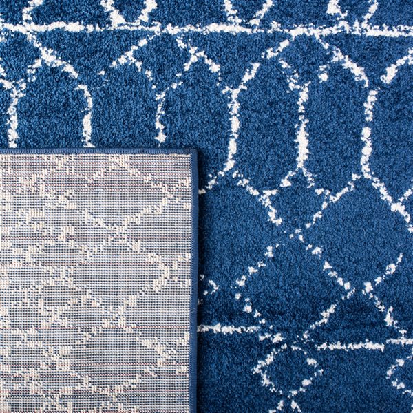 Carpette d'intérieur rectangulaire et abstraite Tulum Artesia par Safavieh de 3 pi x 5 pi de style bohème, bleu marine et i…