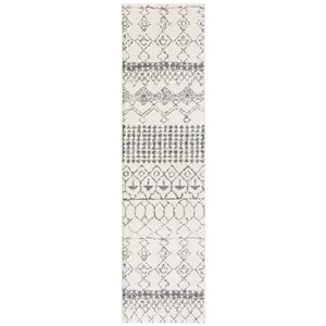 Tapis de passage rectangulaire et abstrait Tulum Artesia par Safavieh de 2 pi x 8 pi de style marocain, ivoire et gris