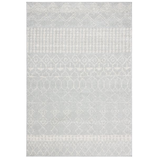 Carpette d'intérieur rectangulaire et abstraite Tulum Artesia par Safavieh de 3 pi x 5 pi de style bohème, gris clair et iv…