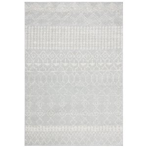 Carpette d'intérieur rectangulaire et abstraite Tulum Artesia par Safavieh de 3 pi x 5 pi de style bohème, gris clair et iv…