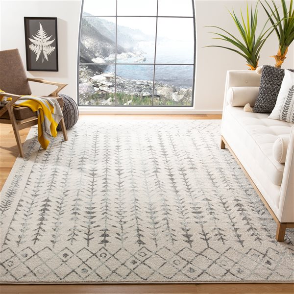 Safavieh Tulum Elida 10-ft x 13-ft Ivory/Grey Rectangular Indoor Distressed/Overdyed Bohemian/Eclectic Area Rug