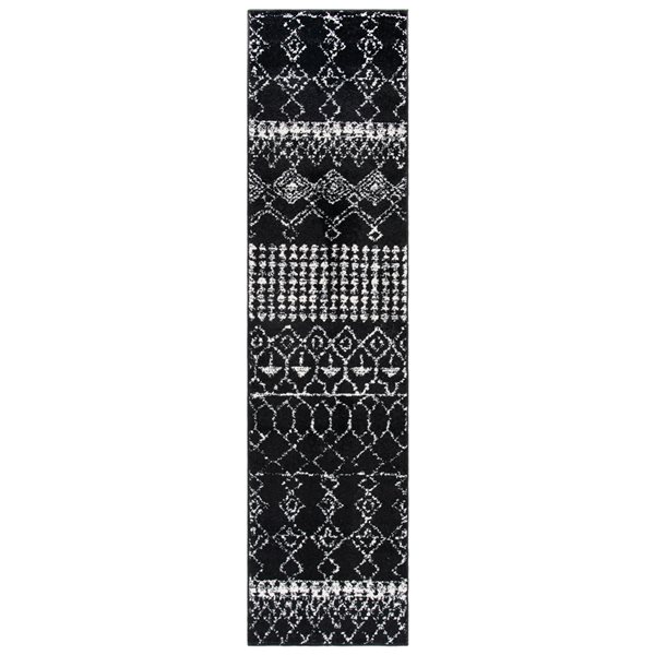 Safavieh Tulum Artesia 2-ft x 5-ft Black/Ivory Rectangular Indoor Abstract Bohemian/Eclectic Runner