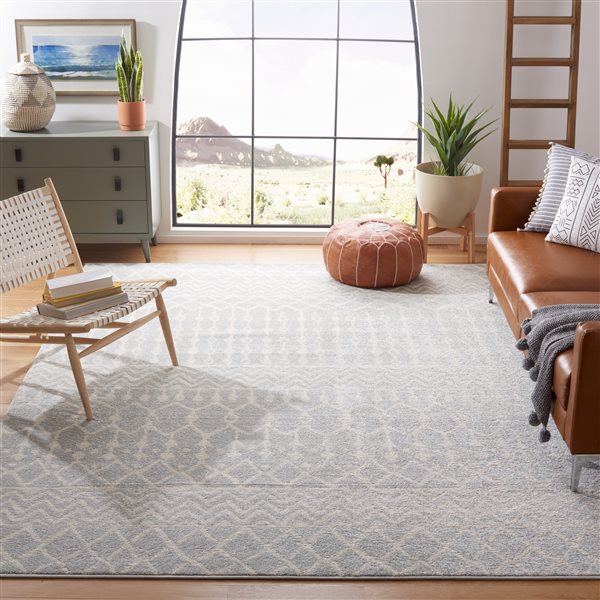 Safavieh Tulum Colfax 8-ft x 10-ft Light Grey/Ivory Rectangular Indoor Distressed/Overdyed Bohemian/Eclectic Area Rug