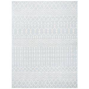 Safavieh Tulum Colfax 8-ft x 10-ft Light Grey/Ivory Rectangular Indoor Distressed/Overdyed Bohemian/Eclectic Area Rug