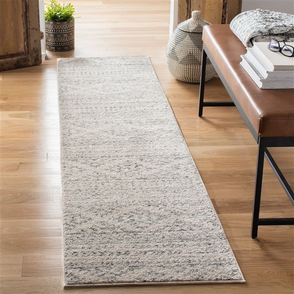 Safavieh Tulum Cibola 2-ft x 11-ft Ivory/Grey Rectangular Indoor Distressed/Overdyed Bohemian/Eclectic Runner