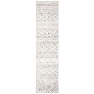 Safavieh Tulum Cibola 2-ft x 11-ft Ivory/Grey Rectangular Indoor Distressed/Overdyed Bohemian/Eclectic Runner