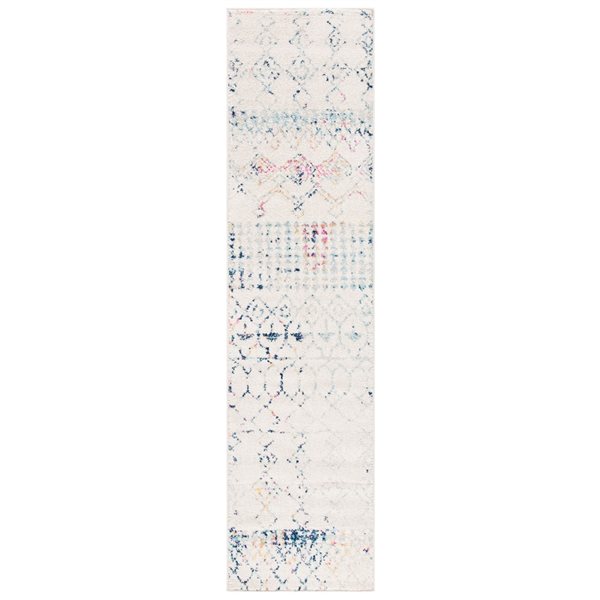 Safavieh Tulum Artesia 2-ft x 7-ft Ivory/Blue Rectangular Indoor Abstract Bohemian/Eclectic Runner
