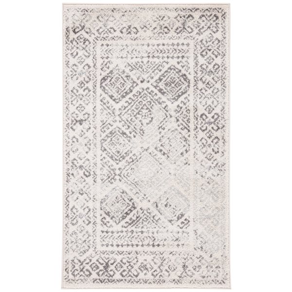 Safavieh Tulum Virden 3-ft x 5-ft Ivory/Grey Rectangular Indoor Distressed/Overdyed Bohemian/Eclectic Throw Rug