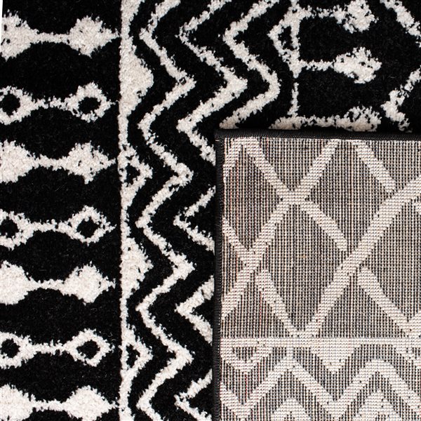 Safavieh Tulum Colfax 3-ft x 3-ft Black/Ivory Round Indoor Abstract Bohemian/Eclectic Throw Rug