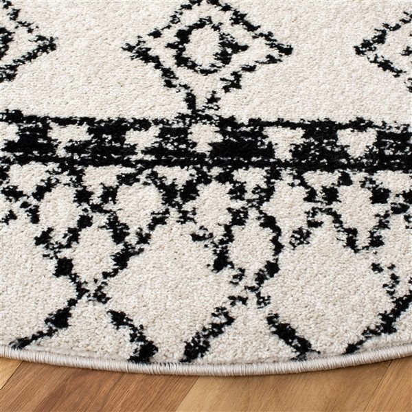 Safavieh Tulum Artesia 7-ft x 7-ft Ivory/Black Round Indoor Abstract Bohemian/Eclectic Area Rug