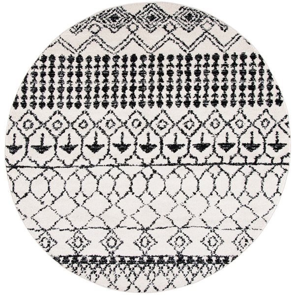 Safavieh Tulum Artesia 7-ft x 7-ft Ivory/Black Round Indoor Abstract Bohemian/Eclectic Area Rug
