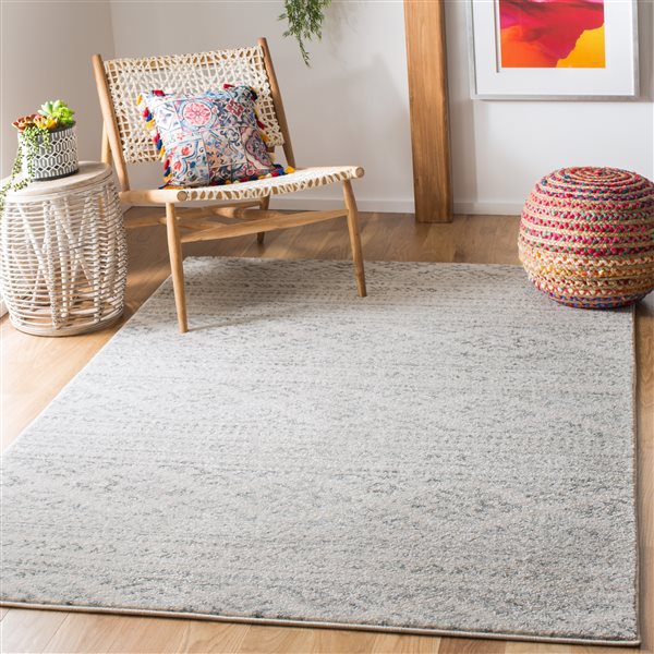 Safavieh Tulum Cibola 6-ft x 9-ft Ivory/Grey Rectangular Indoor Distressed/Overdyed Bohemian/Eclectic Area Rug