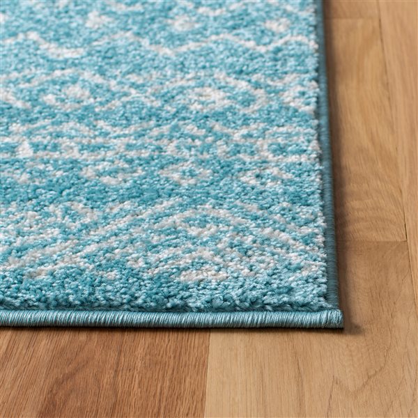 Safavieh Tulum Logan 4-ft x 6-ft Turquoise/Ivory Rectangular Indoor Abstract Bohemian/Eclectic Area Rug