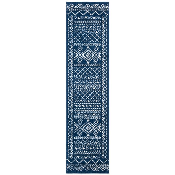 Safavieh Tulum Grady 2-ft x 21-ft Navy/Ivory Rectangular Indoor Distressed/Overdyed Bohemian/Eclectic Runner