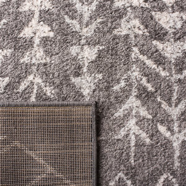 Tapis d'intérieur carré et délavé Tulum Elida par Safavieh de 5 pi x 5 pi de style bohème, gris foncé et ivoire