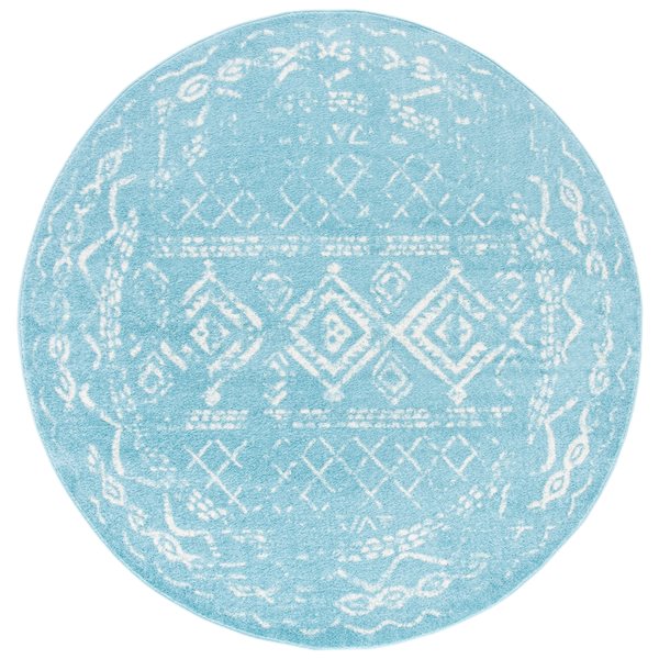 Safavieh Tulum Grady 7-ft x 7-ft Blue/Ivory Round Indoor Distressed/Overdyed Bohemian/Eclectic Area Rug