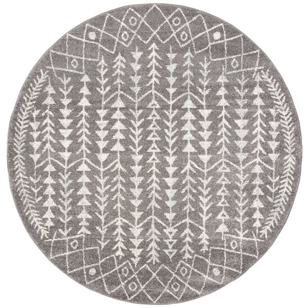 Safavieh Tulum Elida 3-ft x 3-ft Dark Grey/Ivory Round Indoor Abstract Bohemian/Eclectic Throw Rug