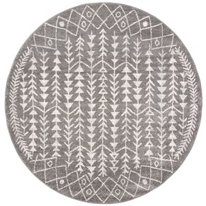 Safavieh Tulum Elida 3-ft x 3-ft Dark Grey/Ivory Round Indoor Abstract Bohemian/Eclectic Throw Rug