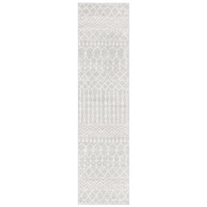 Tapis de passage rectangulaire et délavé Tulum Colfax par Safavieh de 2 pi x 8 pi de style bohème, gris clair et ivoire