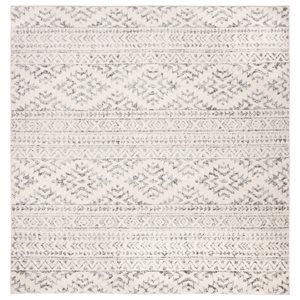 Safavieh Tulum Cibola 3-ft x 3-ft Ivory/Grey Square Indoor Distressed/Overdyed Bohemian/Eclectic Throw Rug