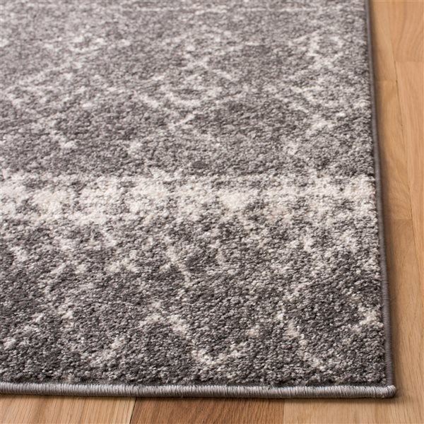 Tapis de passage rectangulaire et abstrait Tulum Artesia par Safavieh de 2 pi x 13 pi de style bohème, gris et ivoire