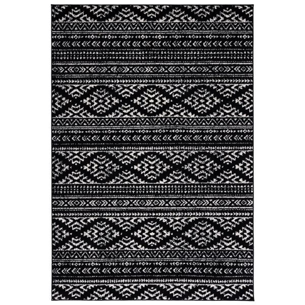 Safavieh Tulum Cibola 3-ft x 5-ft Black/Ivory Rectangular Indoor Abstract Bohemian/Eclectic Throw Rug