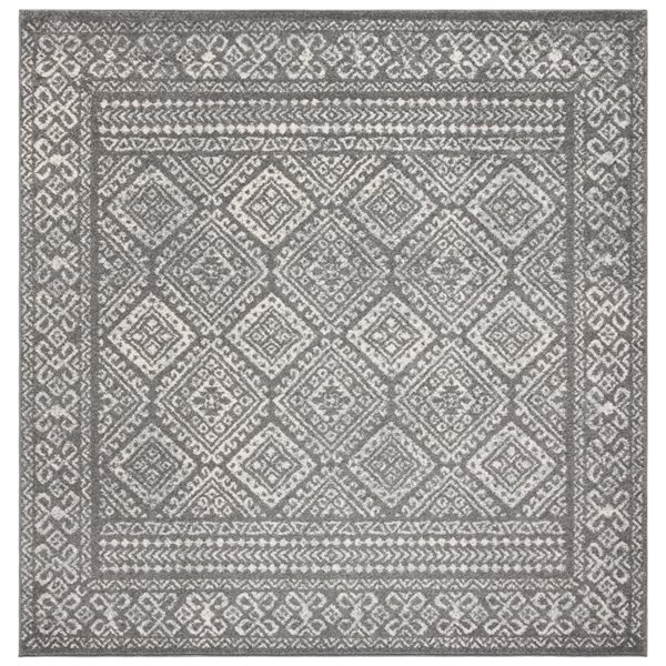 Safavieh Tulum Virden 3-ft x 3-ft Dark Grey/Ivory Square Indoor Abstract Bohemian/Eclectic Throw Rug