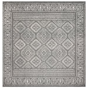 Safavieh Tulum Virden 3-ft x 3-ft Dark Grey/Ivory Square Indoor Abstract Bohemian/Eclectic Throw Rug