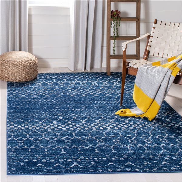 Safavieh Tulum Belen 4-ft x 6-ft Blue/Ivory Rectangular Indoor Abstract Moroccan Area Rug