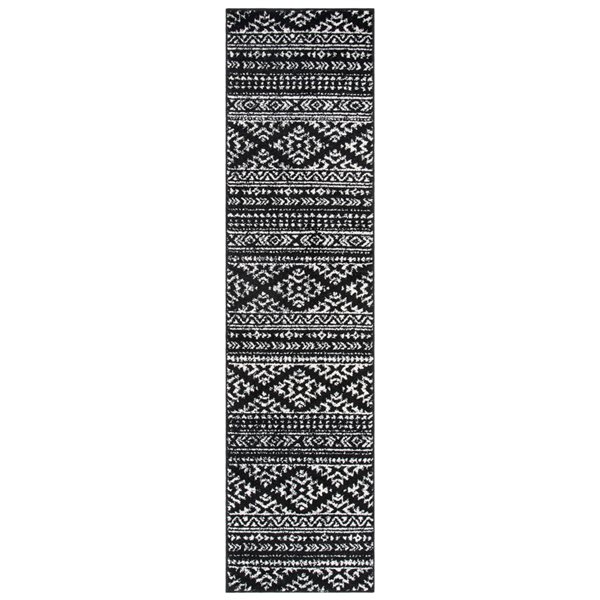 Safavieh Tulum Cibola 2-ft x 9-ft Black/Ivory Rectangular Indoor Abstract Bohemian/Eclectic Runner