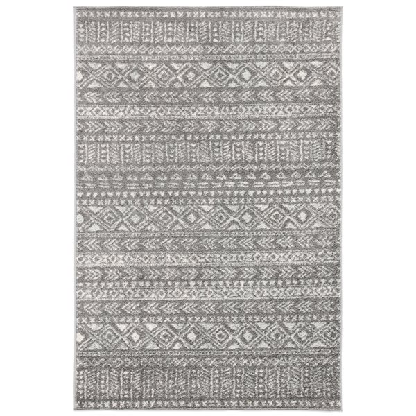 Safavieh Tulum Hobbs 4-ft x 6-ft Dark Grey/Ivory Rectangular Indoor Abstract Bohemian/Eclectic Area Rug