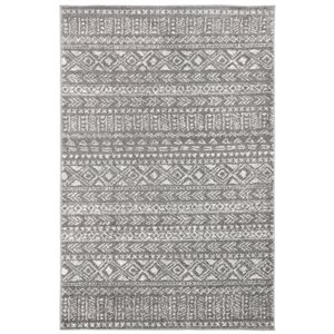 Safavieh Tulum Hobbs 4-ft x 6-ft Dark Grey/Ivory Rectangular Indoor Abstract Bohemian/Eclectic Area Rug