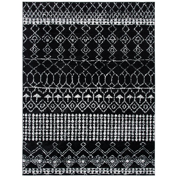 Safavieh Tulum Artesia 9-ft x 12-ft Black/Ivory Rectangular Indoor Abstract Bohemian/Eclectic Area Rug