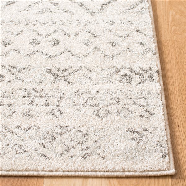 Tapis d'intérieur rectangulaire et délavé Tulum Logan par Safavieh de 10 pi x 14 pi de style bohème, ivoire et gris