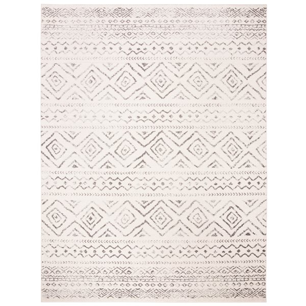 Tapis d'intérieur rectangulaire et délavé Tulum Logan par Safavieh de 10 pi x 14 pi de style bohème, ivoire et gris