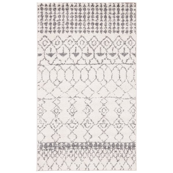 Carpette d'intérieur rectangulaire et abstraite Tulum Artesia par Safavieh de 3 pi x 5 pi de style marocain, ivoire et gris