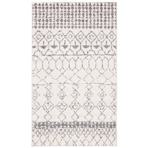 Carpette d'intérieur rectangulaire et abstraite Tulum Artesia par Safavieh de 3 pi x 5 pi de style marocain, ivoire et gris