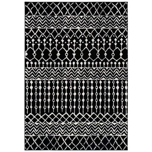 Tapis d'intérieur rectangulaire et délavé Tulum Colfax par Safavieh de 4 pi x 6 pi de style bohème, noir et ivoire