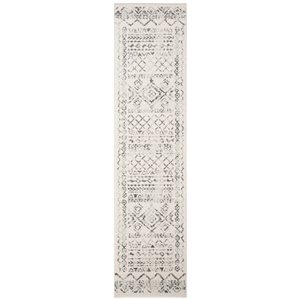 Tapis de passage d'intérieur rectangulaire et délavé Tulum Grady par Safavieh de 2 pi x 8 pi de style bohème, ivoire et gris