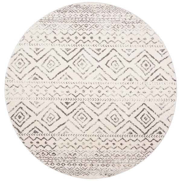 Safavieh Tulum Logan 3-ft x 3-ft Ivory/Grey Round Indoor Abstract Bohemian/Eclectic Throw Rug