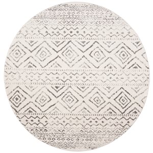 Safavieh Tulum Logan 3-ft x 3-ft Ivory/Grey Round Indoor Abstract Bohemian/Eclectic Throw Rug