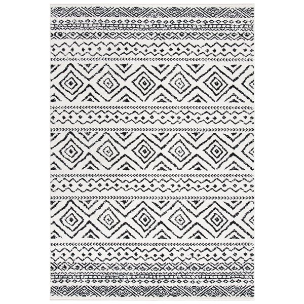 Safavieh Tulum Logan 3-ft x 5-ft Ivory/Black Rectangular Indoor Abstract Bohemian/Eclectic Throw Rug